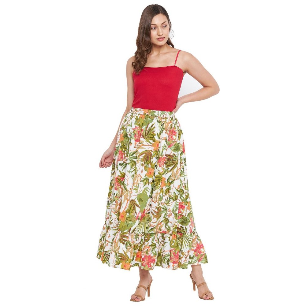 Gypsie Blu Women Floral Print Multicolor Mico poly knit Skirt for Party Wear